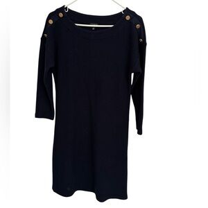 Talbots Navy Blue Sweater Dress with Button Accents